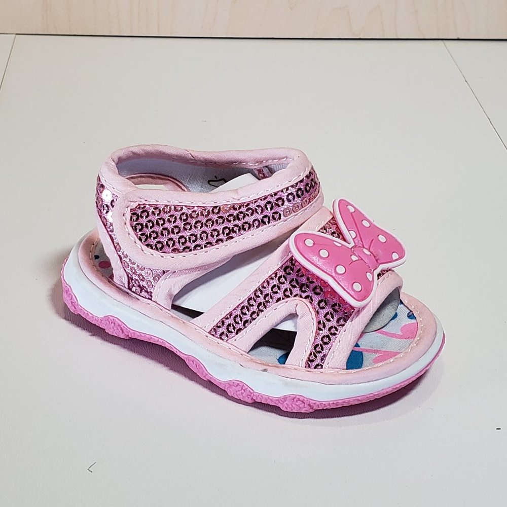3/$10 Little Star Infant Sequin Butterfly Canvas Squeaker Sandal - Pink - Size 2